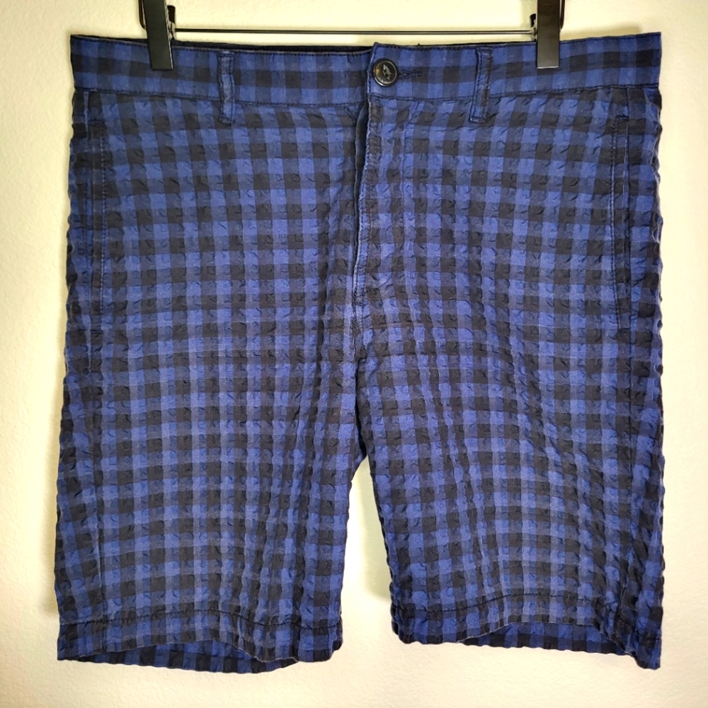 Armani Exchange Waffle wrinkle Plaid Shorts size 32